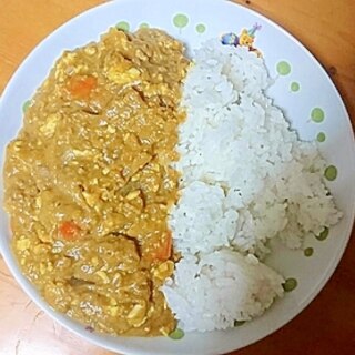 大根と玉ねぎと人参のひき肉豆腐カレー